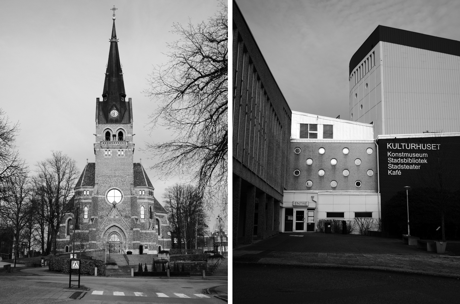 Borås. Två byggnader från olika period